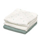 Set 3 muselinas salvia, blanco y estampado 70x70cm-Kiokids