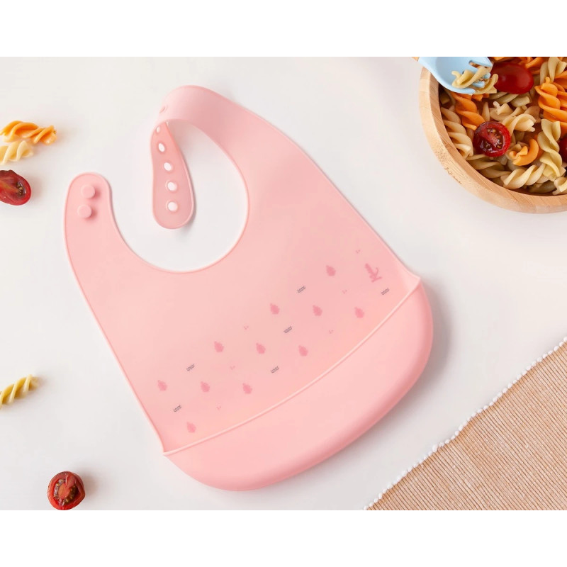 Babero silicona rosa-Kiokids