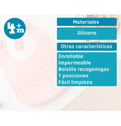 Babero silicona rosa-Kiokids