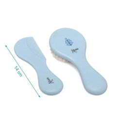 Set de peine y cepillo de cerdas naturales azul-Kiokids
