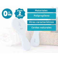 Set de peine y cepillo de cerdas naturales azul-Kiokids