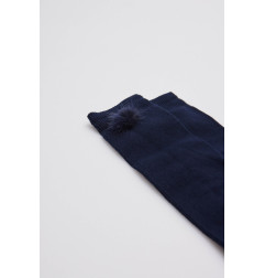 Calcetines largos marino pom pom-Ysabel Mora