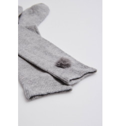 Calcetines largos gris pom pom-Ysabel Mora