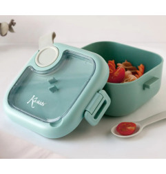 Caja amuerzo salvia con cuchara gris