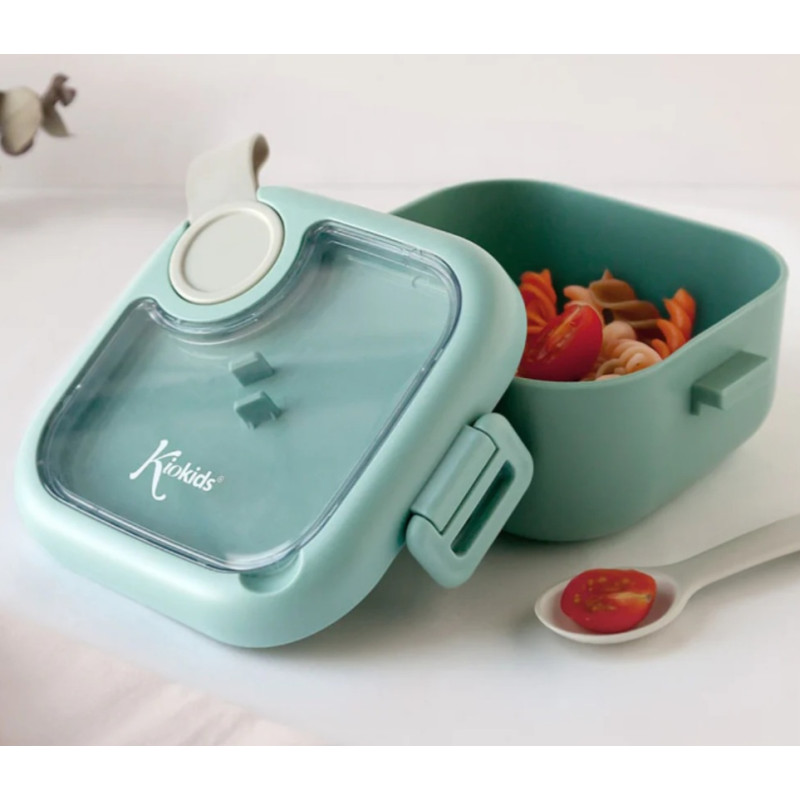 Caja amuerzo salvia con cuchara gris