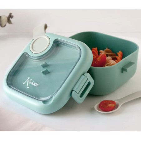 Caja amuerzo salvia con cuchara gris