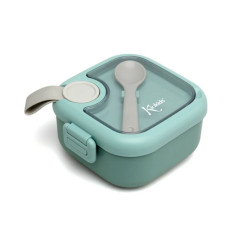 Caja amuerzo salvia con cuchara gris