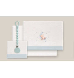 Pack Juego Sabana Cuna Coralina y Chupetero-Interbaby