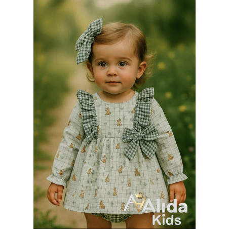 Vestido Ositos Colección Donatella interior forrado y culote-Valentina