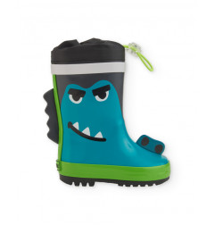 Botas de agua para niño en azul con diseño de monstruo-Tuc Tuc