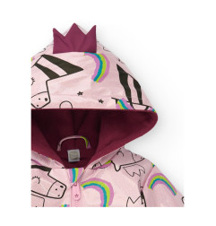 Cazadora impermeable con capucha para niña en rosa con estampado de unicornios-Tuc Tuc
