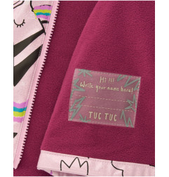 Cazadora impermeable con capucha para niña en rosa con estampado de unicornios-Tuc Tuc