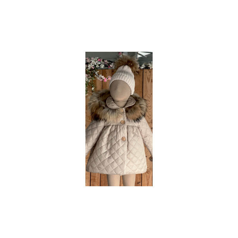 Abrigo Acolchado Pelo Natural Niña Camel-Valentina