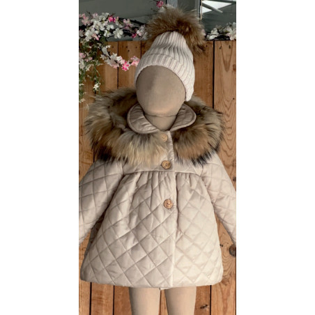Abrigo Acolchado Pelo Natural Niña Camel-Valentina