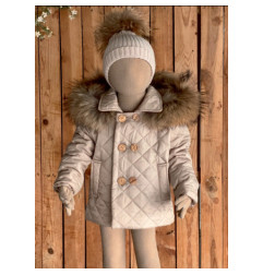 Abrigo Acolchado Pelo Natural Niño Camel-Valentina