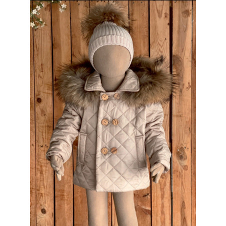 Abrigo Acolchado Pelo Natural Niño Camel-Valentina