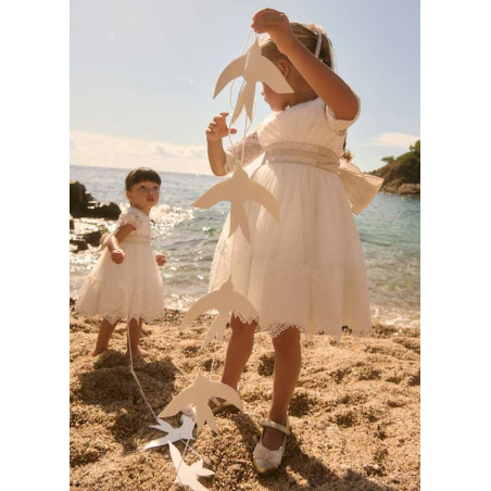 Vestido tul bordado guipur niña-Abel & Lula