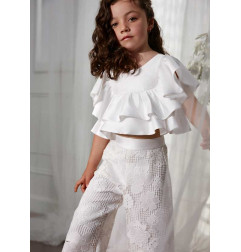 Conjunto pantalón culotte guipur niña-Abel & Lula