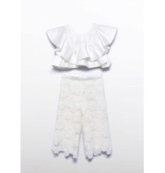 Conjunto pantalón culotte guipur niña-Abel & Lula