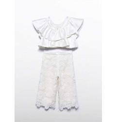 Conjunto pantalón culotte guipur niña-Abel & Lula