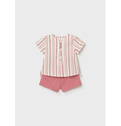 Conjunto pantalón corto y camisa de rayas recién nacido-Mayoral
