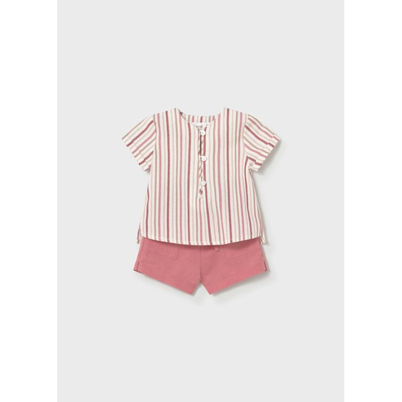 Conjunto pantalón corto y camisa de rayas recién nacido-Mayoral
