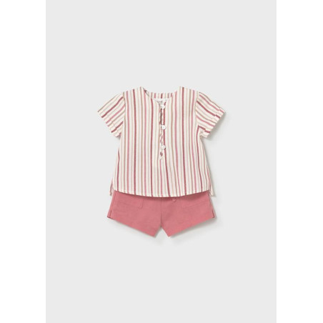 Conjunto pantalón corto y camisa de rayas recién nacido-Mayoral