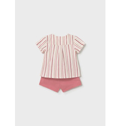 Conjunto pantalón corto y camisa de rayas recién nacido-Mayoral