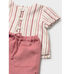 Conjunto pantalón corto y camisa de rayas recién nacido-Mayoral