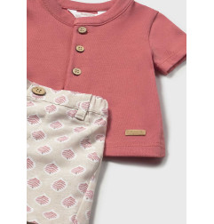 Conjunto pantalón corto estampado y polo recién nacido-Mayoral