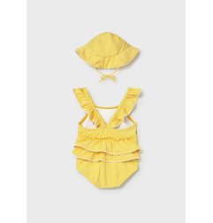 Bañador con gorro protección solar recién nacida MOSTAZA-Mayoral