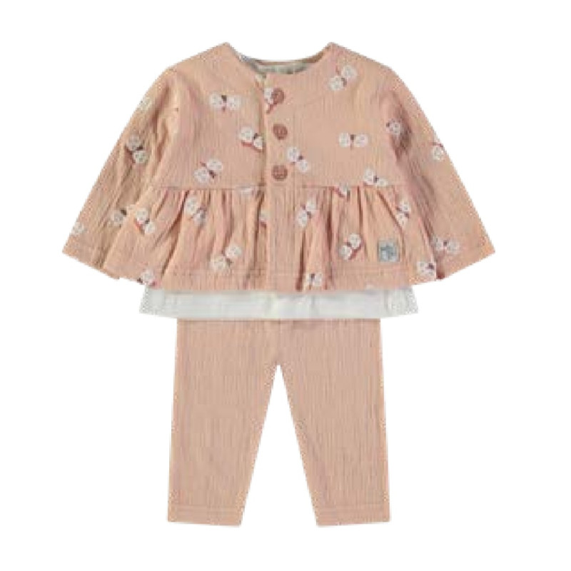 Conjunto tres piezas bambula bebé niña-Babybol