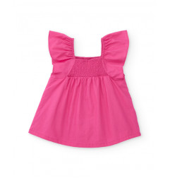 Vestido de niña de plana con cuerpo fruncido-Tuc Tuc