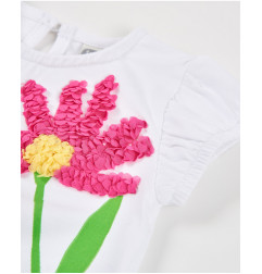 Camiseta de niña de punto y flor en relieve-Tuc Tuc