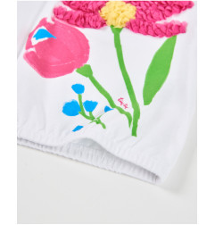 Camiseta de niña de punto y flor en relieve-Tuc Tuc