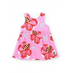Vestido de niña de punto y estampado de flores grandes-Tuc Tuc