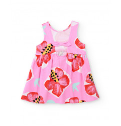 Vestido de niña de punto y estampado de flores grandes-Tuc Tuc