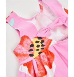 Vestido de niña de punto y estampado de flores grandes-Tuc Tuc