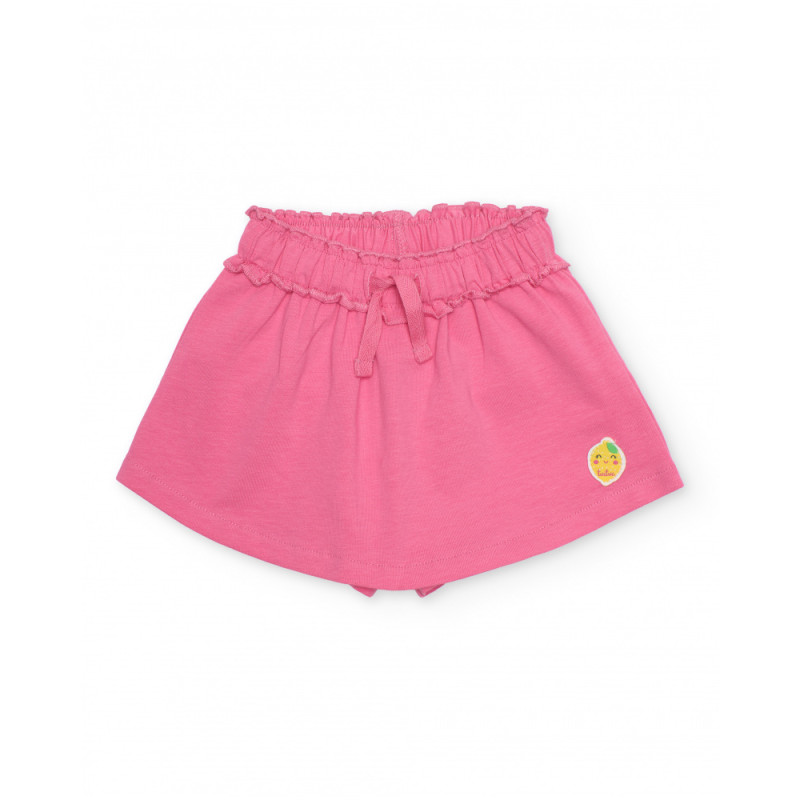 Short de niña de punto y cintura con volante fruncido-Tuc Tuc