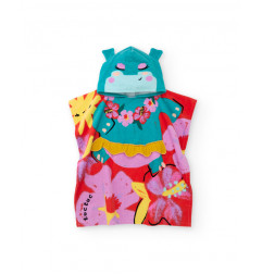 Toalla poncho de niña de punto con capucha-Tuc Tuc