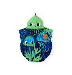 Toalla poncho de niño de punto con detalles bordados-Tuc Tuc