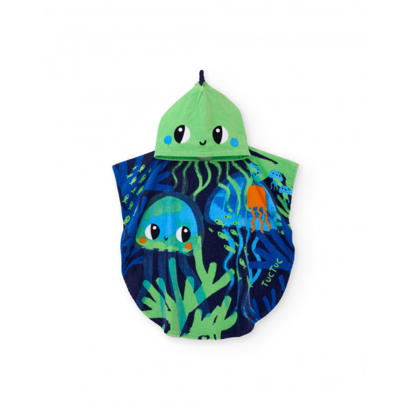 Toalla poncho de niño de punto con detalles bordados-Tuc Tuc