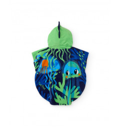Toalla poncho de niño de punto con detalles bordados-Tuc Tuc