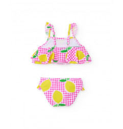 Bikini de niña de punto en fondo vichy-Tuc Tuc
