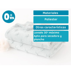 Mantita para bebés color salvia con estrellas en relieve-Kiokids
