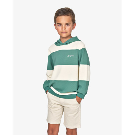 SUDADERA CAPUCHA RAYAS BEIG y VERDE-Spagnolo