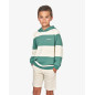 SUDADERA CAPUCHA RAYAS BEIG y VERDE-Spagnolo