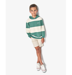 SUDADERA CAPUCHA RAYAS BEIG y VERDE-Spagnolo