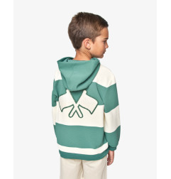 SUDADERA CAPUCHA RAYAS BEIG y VERDE-Spagnolo