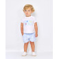CONJUNTO CAMISETA Y BERMUDA LINO BLANCO y CELESTE -Spagnolo